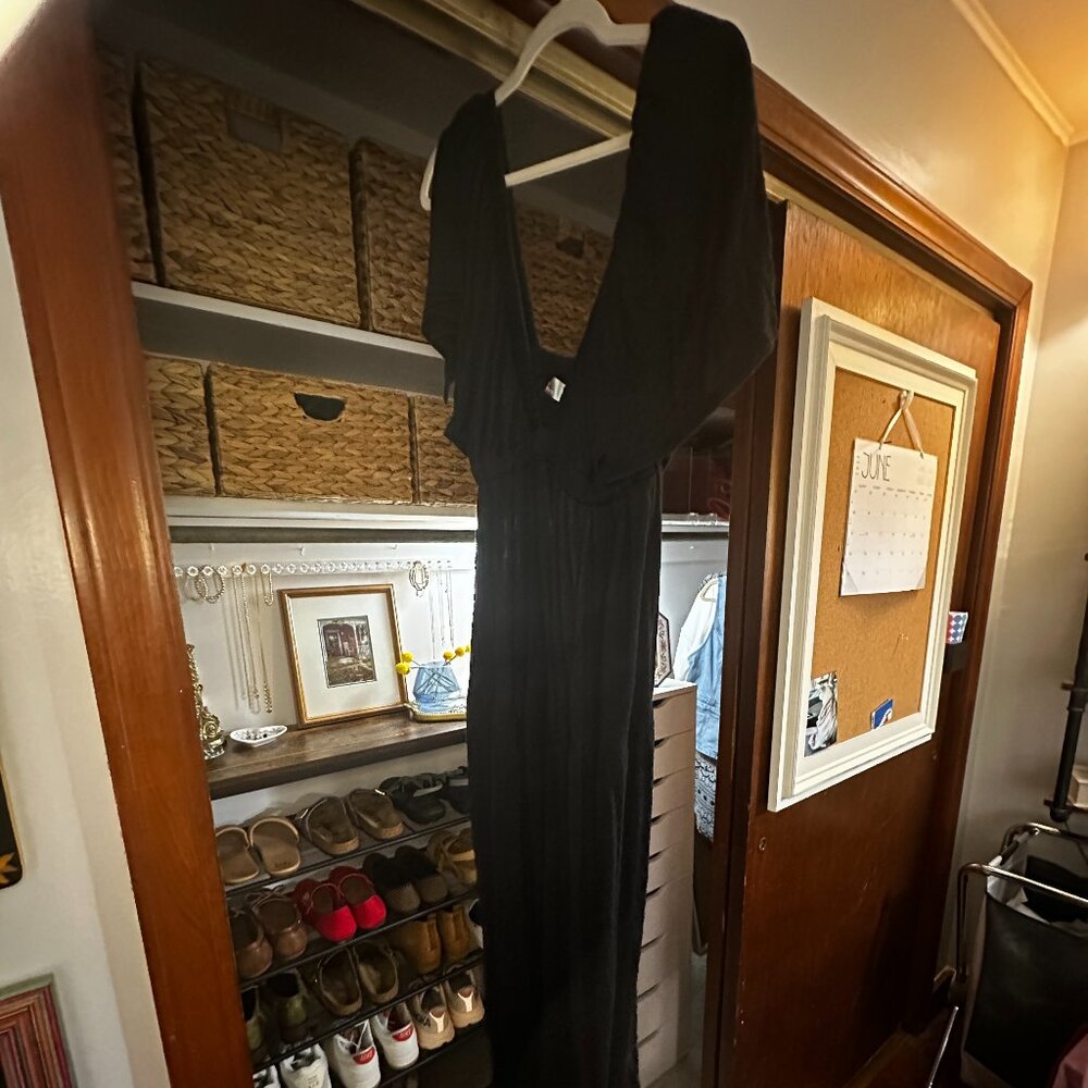 Free People Black Maxi Dress with Plunging V-Neck